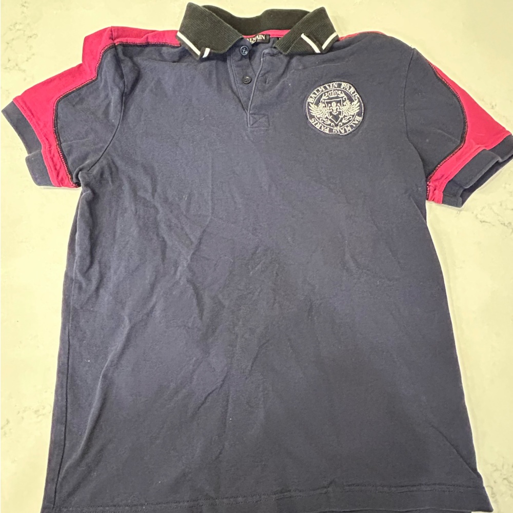 BOGO Balmain Polo Shirt - men’s size M - navy and magenta